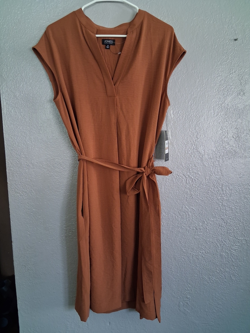 Jones New York NWT Rust-Tone Tie-Waist Midi Dress 12